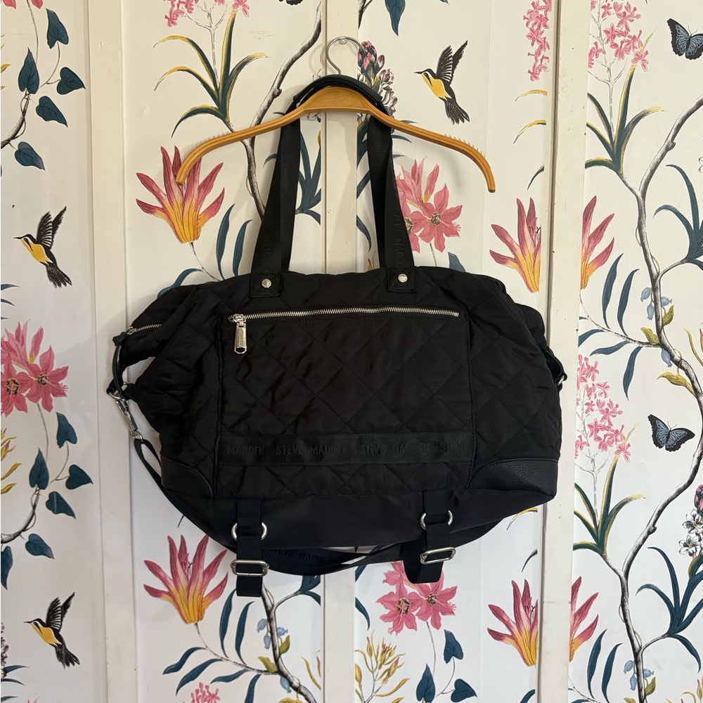 Steve Madden Black Duffle with Yoga Mat Holder